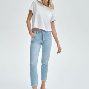 Aritzia Denim Forum Light Blue Wash Slim Straight Jeans – Size 24